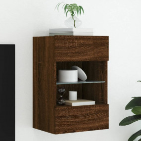 TV Wall Cabinet Brown Oak Engineered Wood Medium TV Wal...