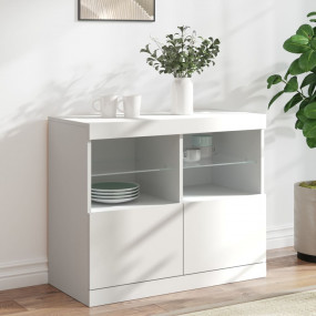 Sideboard White Engineered wood, Glass Medium Sideboard