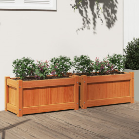 Garden Planter Set of 2 Wax brown Solid pine wood