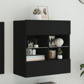 TV Wall Cabinet Black Engineered wood and glass Standar...