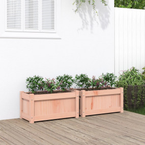 Garden Planter Set of 2 Natural wood Solid douglas wood