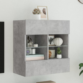 TV Wall Cabinet Concrete Grey Engineered Wood and Glass...