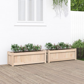 Garden Planter Set of 2 Natural wood Solid pine wood