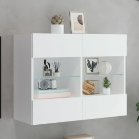 TV Wall Cabinet White Engineered wood, Glass Medium