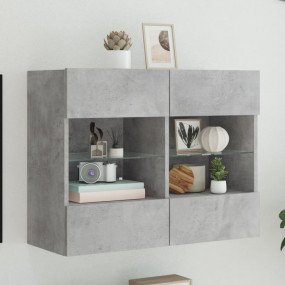 TV Wall Cabinet Concrete Gray Engineered Wood Medium