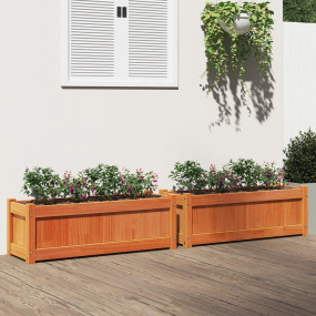 Garden Planter Set of 2 Wax brown Solid pine wood Large