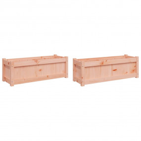 Garden Planter Set of 2 Brown Solid Douglas wood Medium...