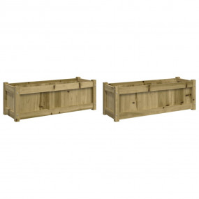Garden Planter Set of 2 Natural wood finish Solid pine ...