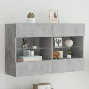 TV Wall Cabinet Concrete grey Engineered wood, Glass Me...