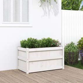 Garden Planter White Solid pine wood 35.4x19.7x19.7 in