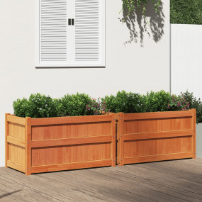Garden Planter Set of 2 Wax brown Solid pine wood