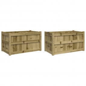 Garden Planter Set of 2 Brown Vacuum pressure treated p...
