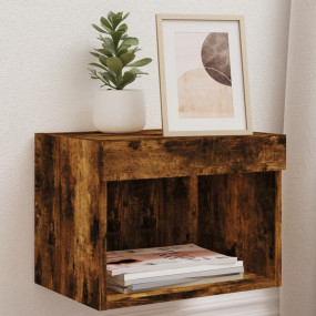 Bedside Cabinet Smoked Oak Engineered Wood Bedside Cabi...
