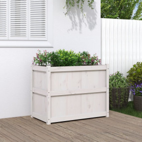Garden Planter White Solid Pine Wood Large Decorative I...