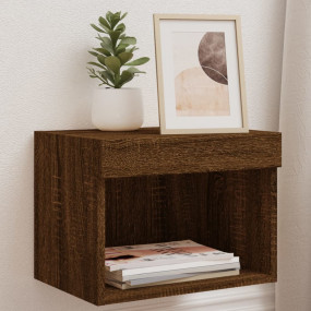 Bedside Cabinet Set of 2 Brown Oak Engineered Wood Medi...