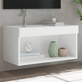 TV Cabinet White Engineered Wood Compact TV Cabinet Rec...