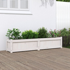 Garden Planter White Solid pine wood 59.1x12.2x12.2 in ...