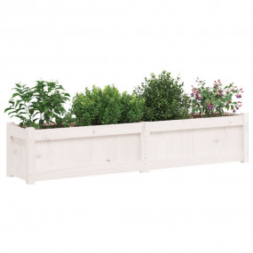 Garden Planter Set of 2 White Solid pine wood Generous