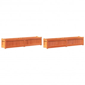 Garden Planter Set of 2 Wax Brown Solid Pine Wood Large