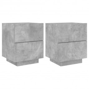 Bedside Cabinet Set of 2 Concrete grey Engineered wood