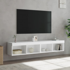 TV Cabinet Set of 2 White Engineered wood Medium TV Cab...