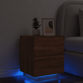 Bedside Cabinet Brown Oak Engineered Wood Medium Bedsid...