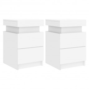 Bedside Cabinet Set of 2 White Engineered wood Medium