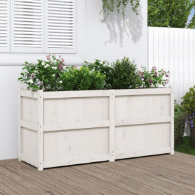 Garden Planter White Solid pine wood 59.1x19.7x27.6 in ...