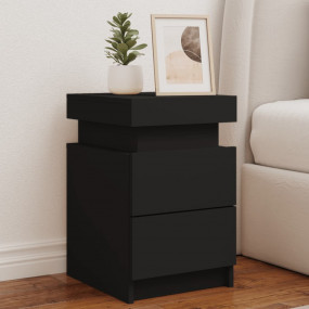 Bedside Cabinet Set of 2 Black Engineered wood