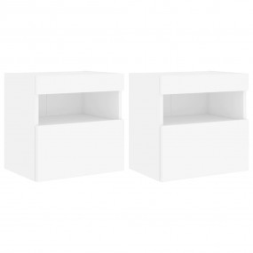 TV Wall Cabinet Set of 2 White Engineered wood
