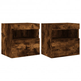 TV Wall Cabinet Set of 2 Smoked oak Engineered wood Med...