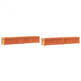 Garden Planter Set of 2 Wax brown Solid pine wood Large