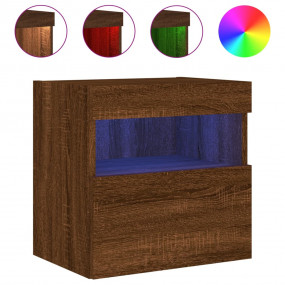 TV Wall Cabinet Brown Oak Engineered Wood Modern Floati...