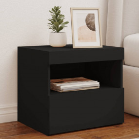Bedside Cabinet Black Engineered wood 19.7 x 15.7 x 17....