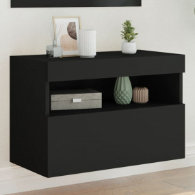TV Wall Cabinet Black Engineered Wood TV Wall Cabinet R...