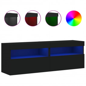 TV Wall Cabinet Set of 2 Black Engineered wood Medium