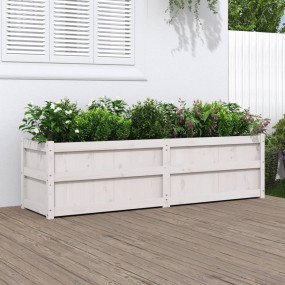 Garden Planter White Solid Pine Wood 70.9x19.7x19.7 in