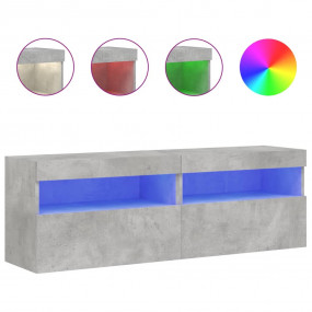 TV Wall Cabinet Set of 2 Concrete grey Engineered wood ...