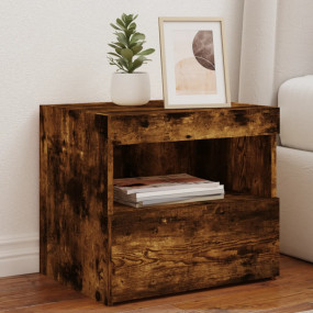 Bedside Cabinet Set of 2 Smoked Oak Engineered wood