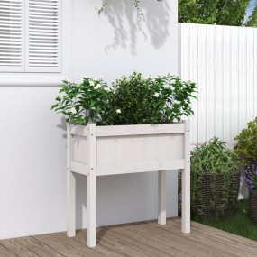 Garden Planter White Solid pine wood Decorative Inlays