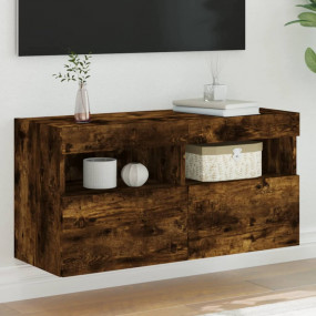 TV Wall Cabinet Smoked Oak Engineered wood Medium TV Wa...