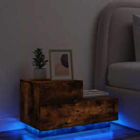 Bedside Cabinet Smoked Oak Engineered Wood Medium Night...