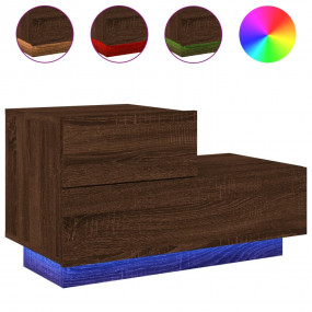 Bedside Cabinet Brown Oak Engineered wood Bedside Cabin...