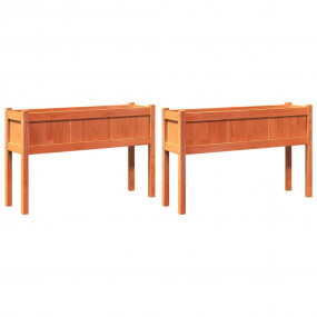 Garden Planter Set of 2 Wax brown Solid pine wood Mediu...