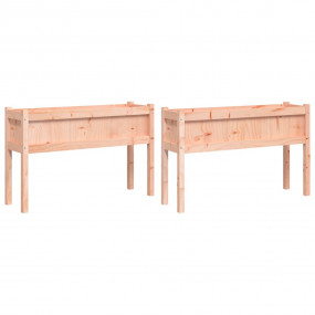 Garden Planter Set of 2 Brown Solid Douglas Fir wood
