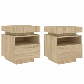 Bedside Cabinet Set of 2 Sonoma oak Engineered wood Med...