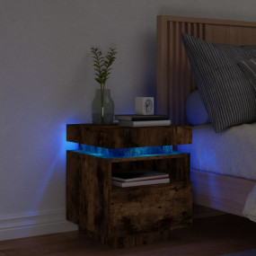 Bedside Cabinet Smoked Oak Engineered Wood Compact