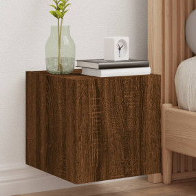 TV Wall Cabinet Set of 2 Brown Oak Engineered wood