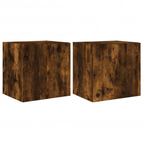 TV Wall Cabinet Set of 2 Smoked Oak Engineered wood Med...