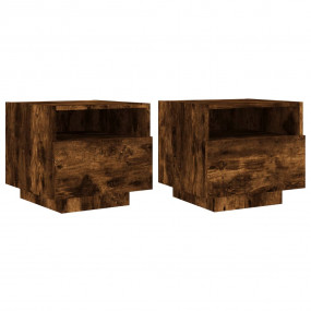 Bedside Cabinet Set of 2 Smoked oak Engineered wood